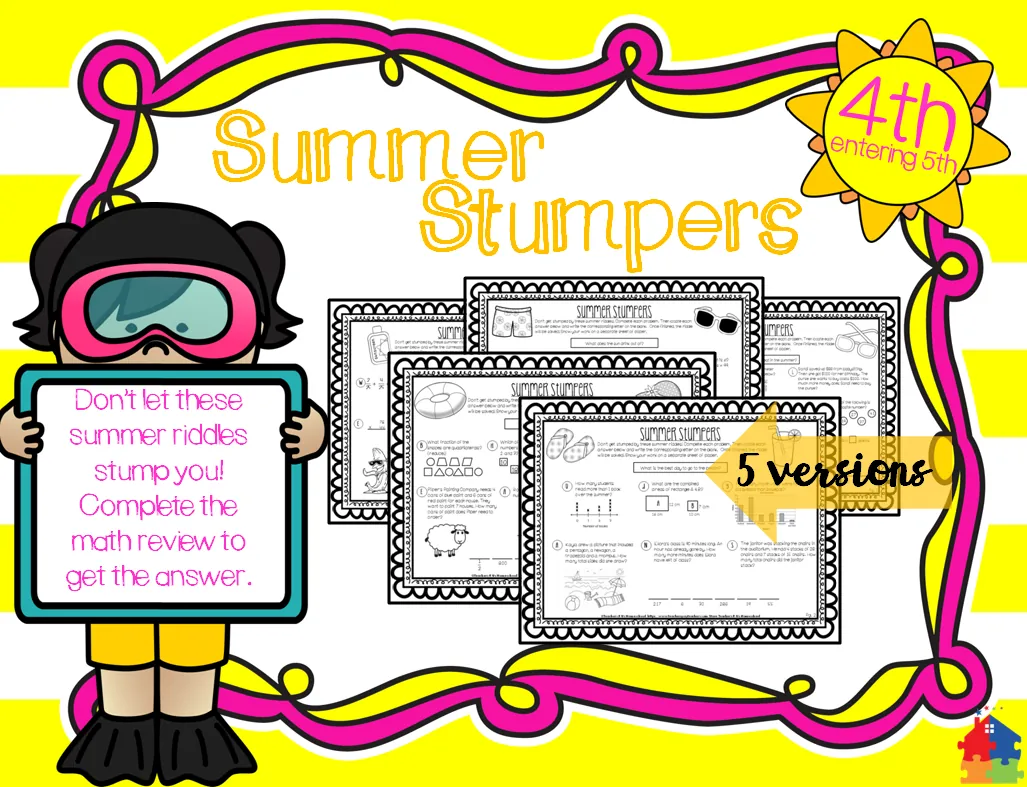 5th Grade Summer Stumpers | End of Year Math Riddles – cover