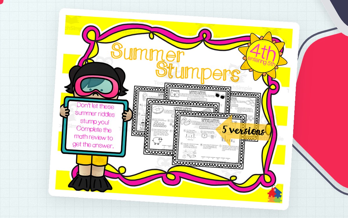 5th Grade Summer Stumpers | End of Year Math Riddles preview