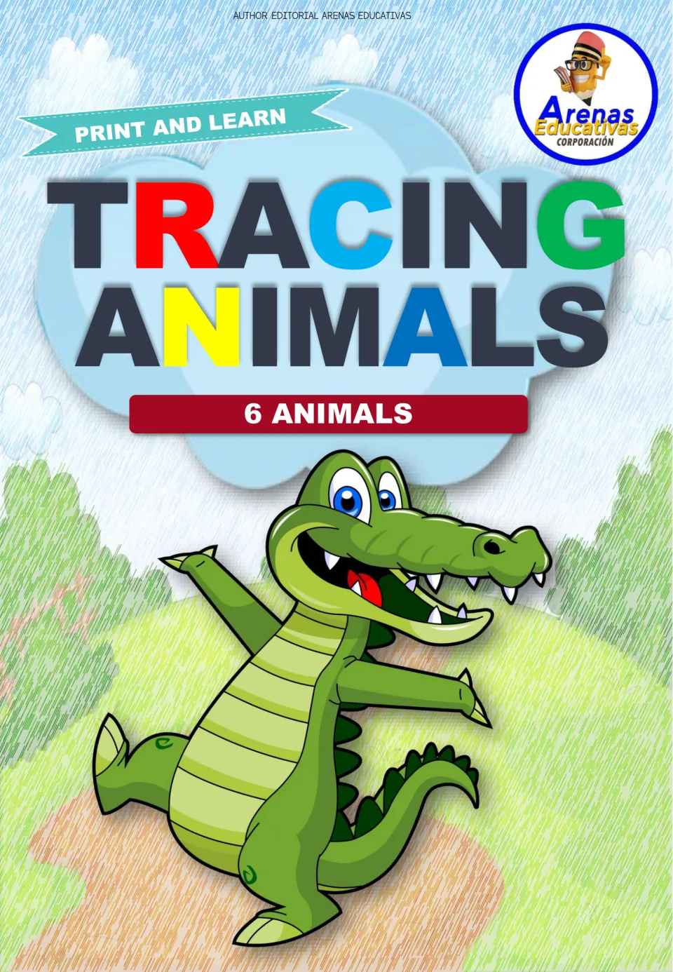 Cover of the Spanish animal tracing resource, labeled 'Tracing Animals,' '6 Animals,' and 'Print and Learn'
