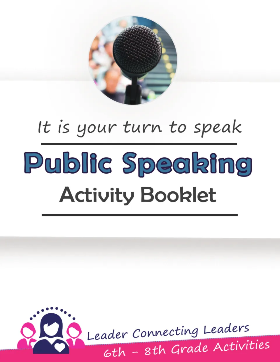 Public Speaking Activity Booklet cover with a microphone photo and the tagline "It is your turn to speak"