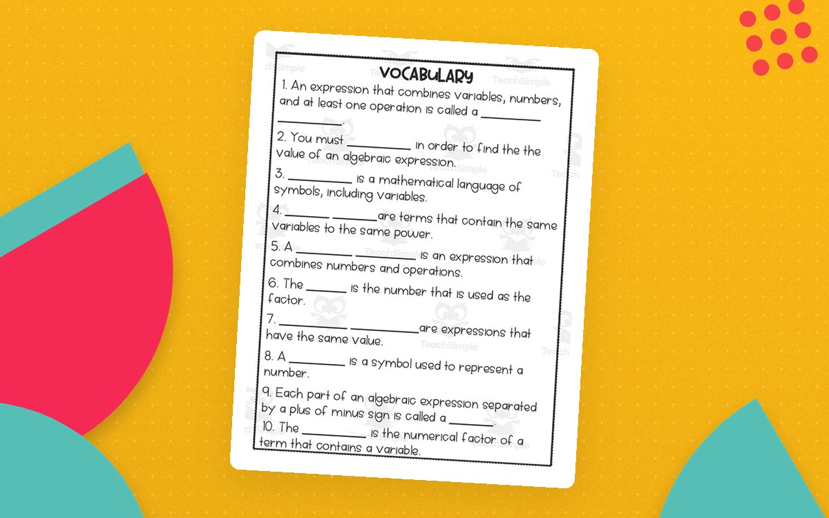 6th Grade Algebra Guided Notes – Algebraic Expressions preview