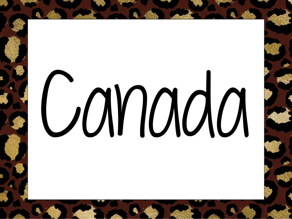 Regional heading poster reading “Canada” identifies another region in the social studies standards set.