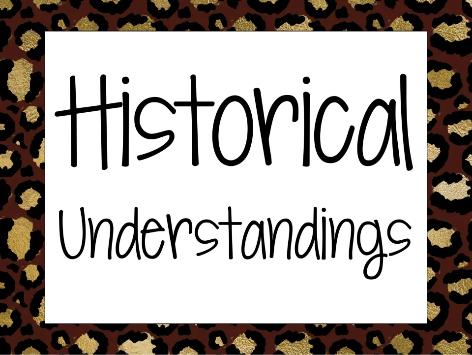 Strand heading poster reading “Historical Understandings” labels the history strand of the standards set.