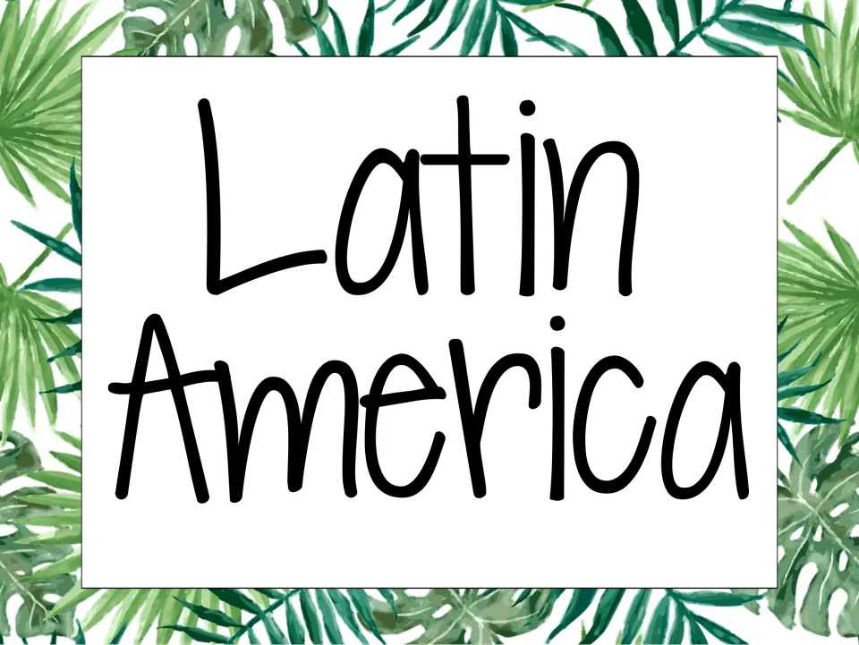 Regional heading poster reading “Latin America” identifies a region covered in the social studies standards set.