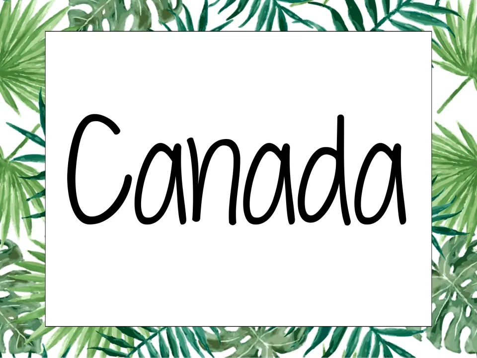 Regional heading poster reading “Canada” identifies another region in the social studies standards set.