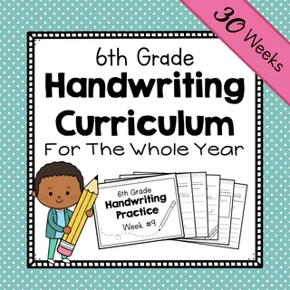 6th Grade Handwriting Curriculum | Year-Long Printable Workbook | Sixt – cover