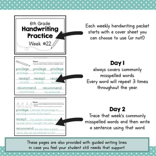 6th Grade Handwriting Curriculum | Year-Long Printable Workbook | Sixt – sample page 3
