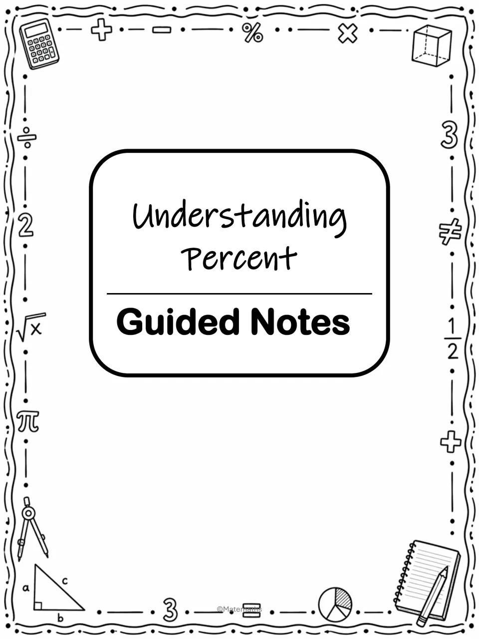 Guided notes section cover labeled 'Understanding Percent' and 'Guided Notes' for the percent resource