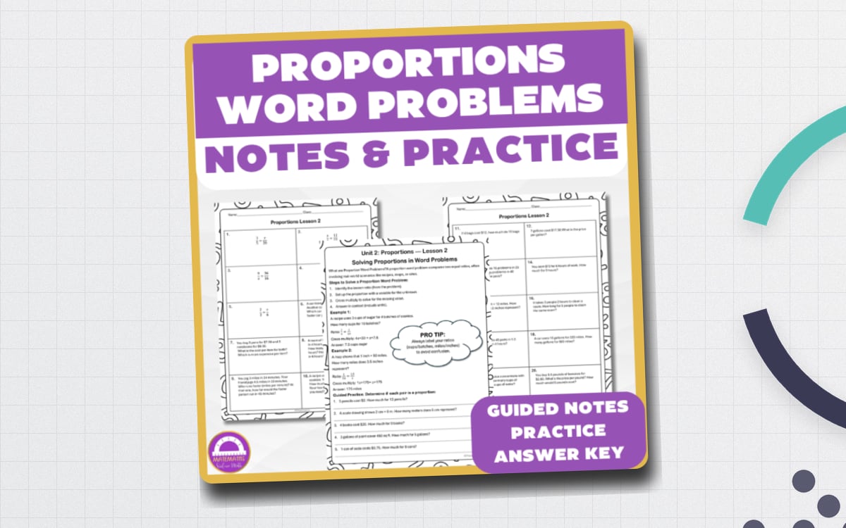 6th Grade Multi-Step Proportions – Guided Notes & Word Problems teaching resource preview