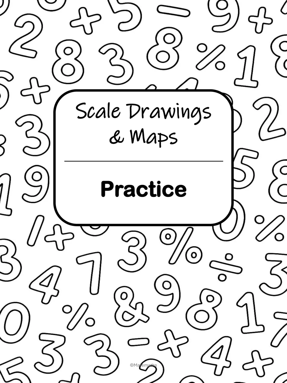 Practice section cover introducing the packet's 20 problems on scale drawings and map measurements