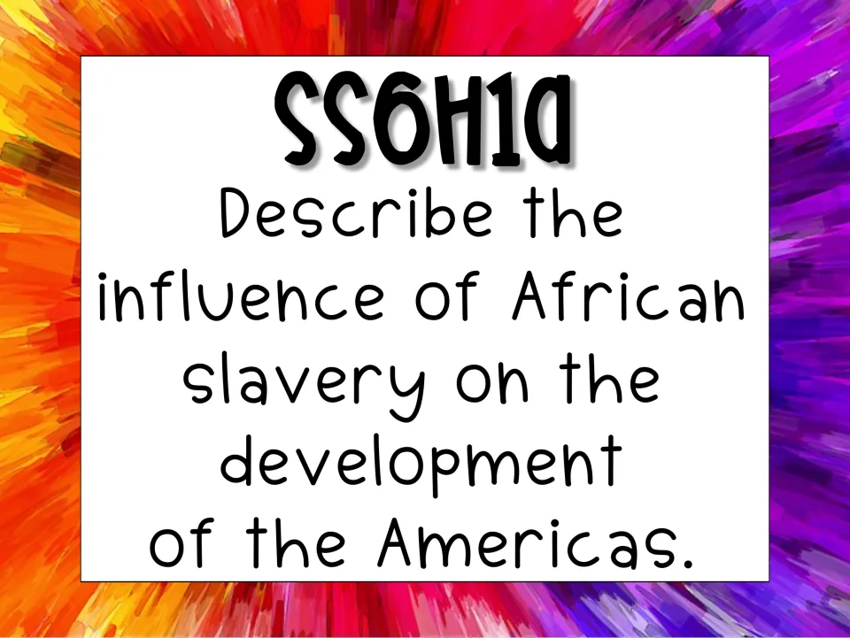 Standard SS6H1a card: Describe the influence of African slavery on the development of the Americas, in large print