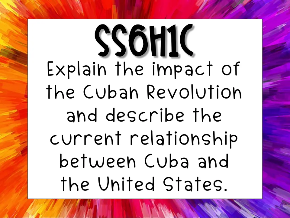 Standard SS6H1c card: Explain the impact of the Cuban Revolution and the current relationship between Cuba and the US