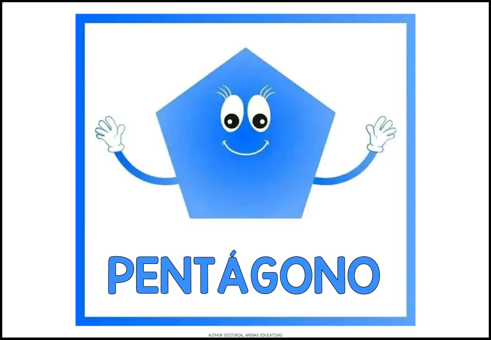 Spanish shape poster 1 of 7: a blue pentagon labeled PENTÁGONO (pentagon), showing a shape with five sides