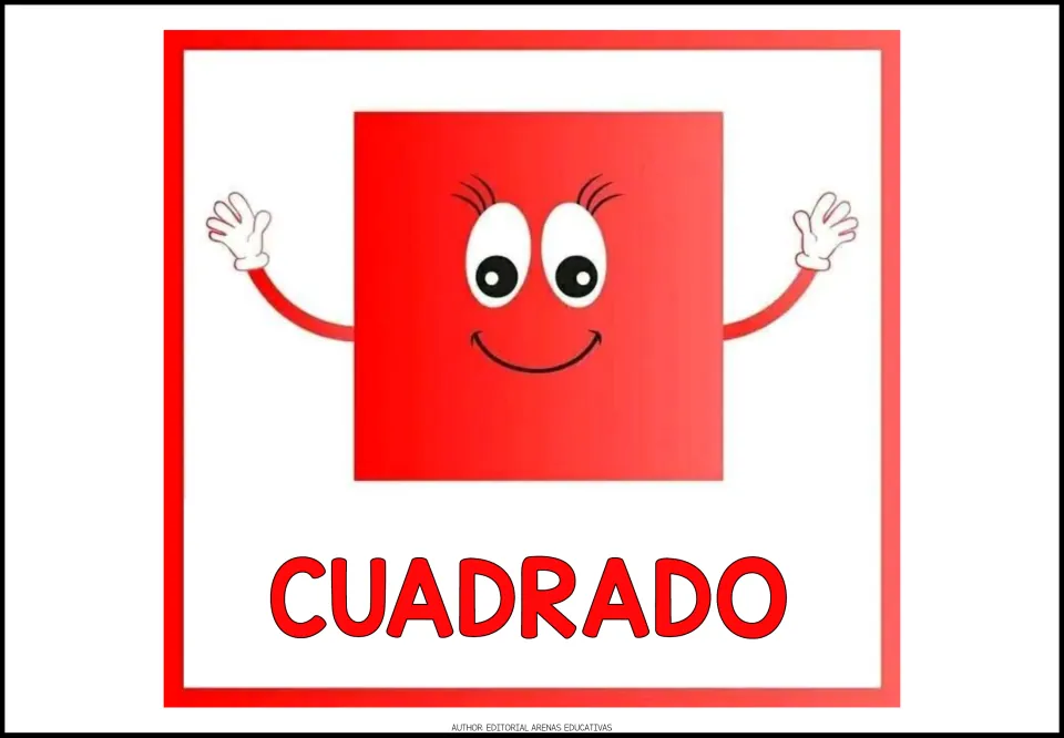 Spanish shape poster 2 of 7: a red square labeled CUADRADO (square), showing a shape with four equal sides