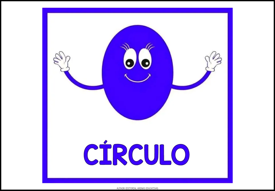 Spanish shape poster 7 of 7: a blue-violet oval labeled CÍRCULO (circle), despite the oval illustration