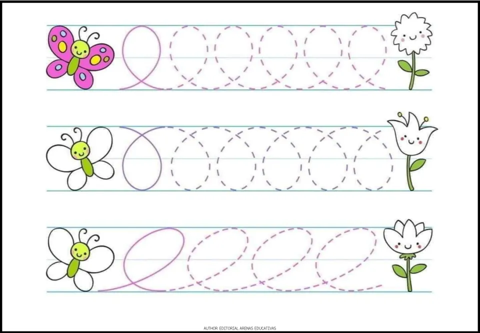 Tracing worksheet 2 of 7: connected upright loops, downward loops, and tilted loops to trace