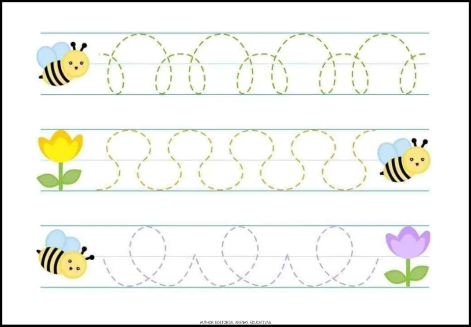 Tracing worksheet 7 of 7: arches linked by small loops, winding curves, and large loops linked by curves