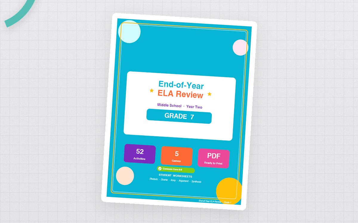 7th Grade End of Year ELA Review Worksheets & Games teaching resource preview