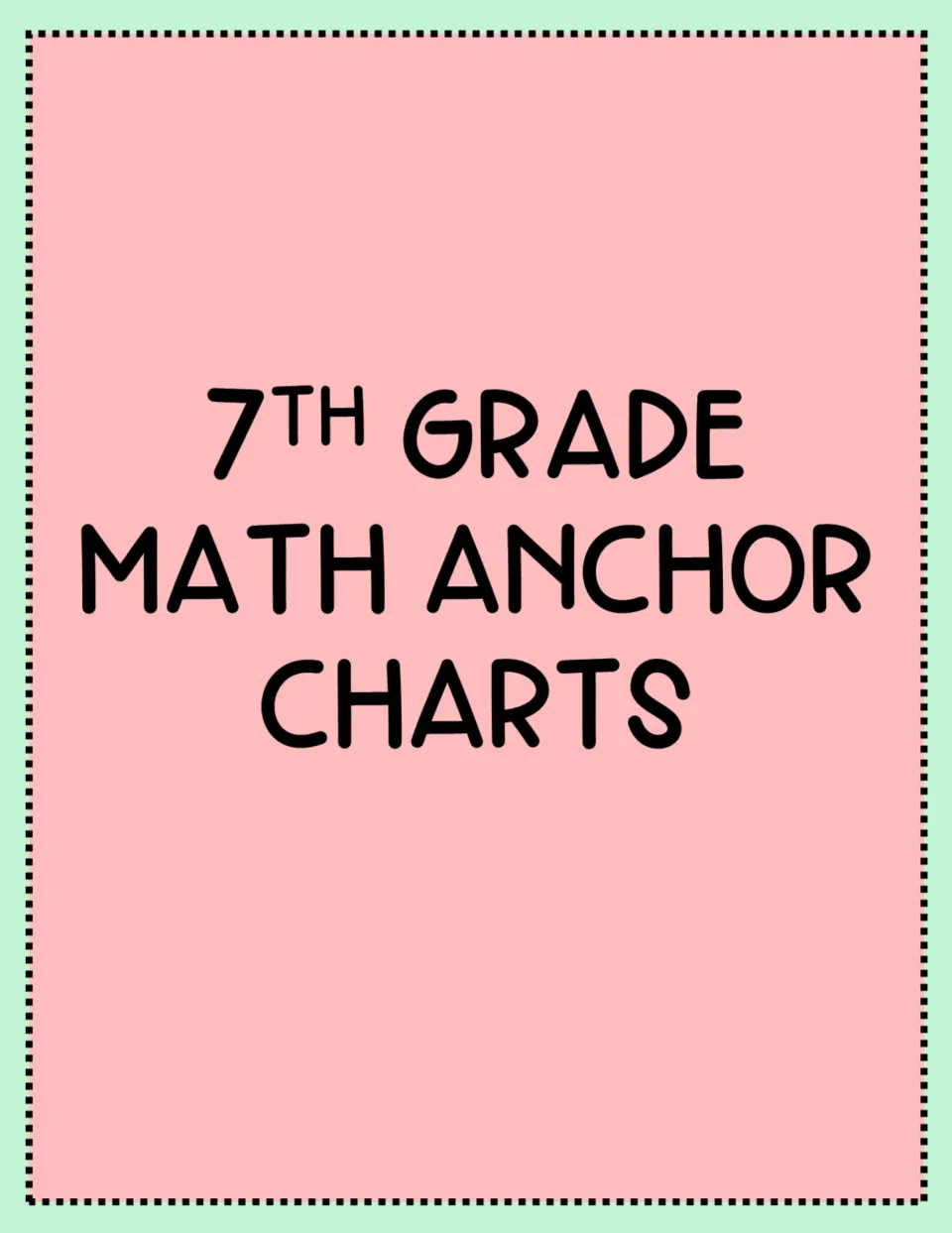 Cover of 7th Grade Math Anchor Charts, the title page that opens this set of illustrated math reference posters