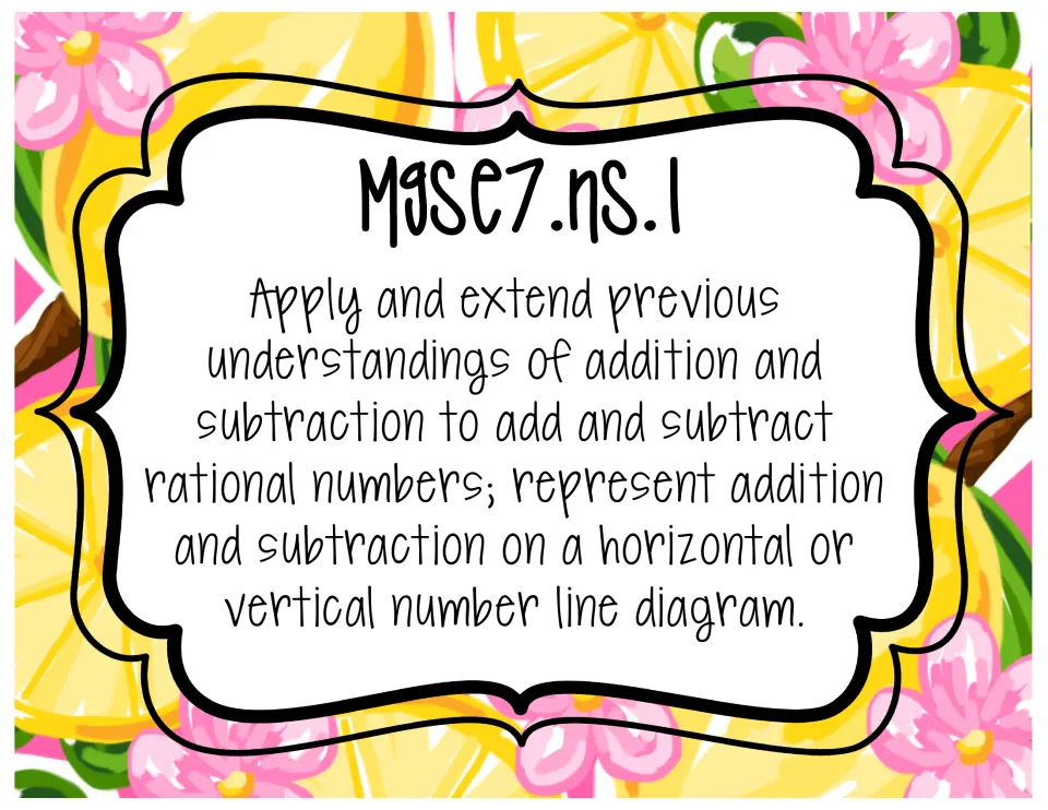 MGSE7.NS.1 sign: add and subtract rational numbers and show the operations on a horizontal or vertical number line