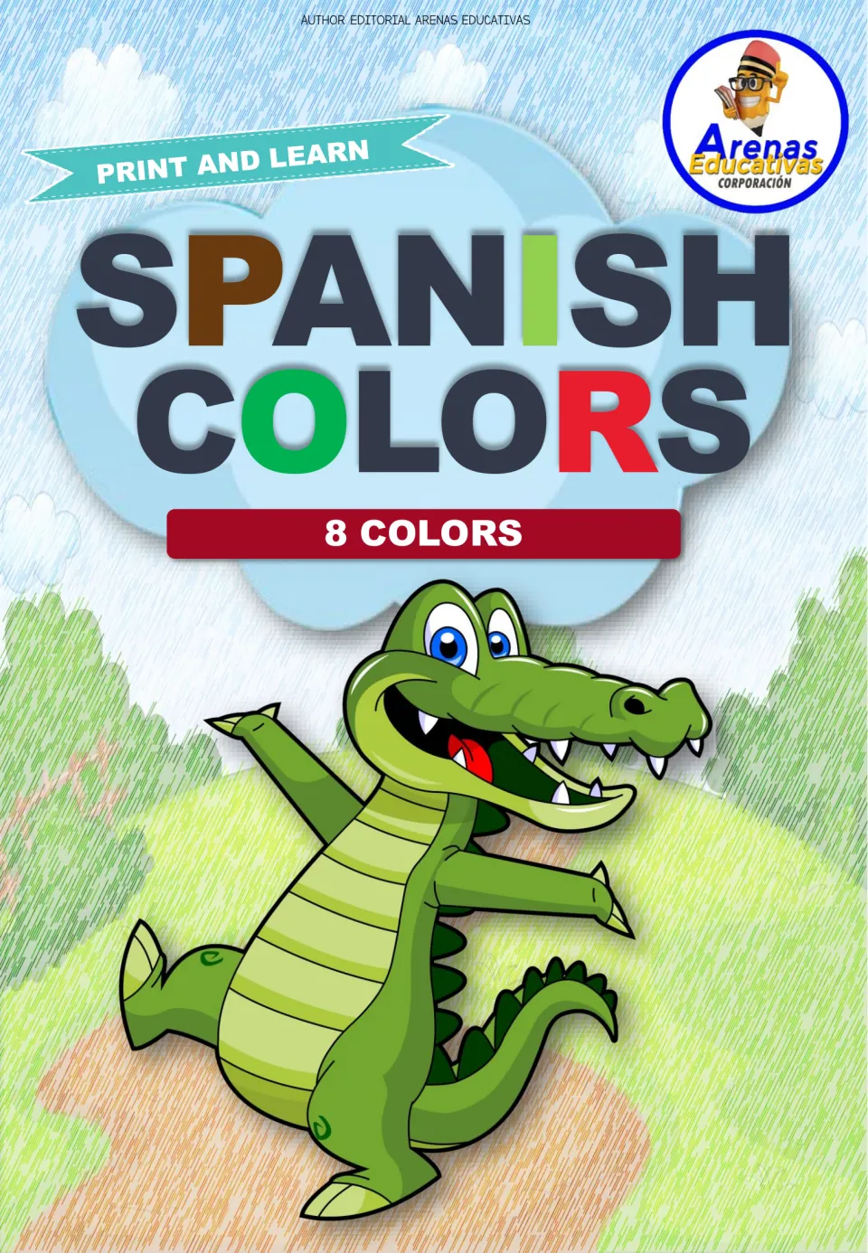 Cover of the eight-poster Spanish color set, labeled 'Spanish Colors,' '8 Colors,' and 'Print and Learn'