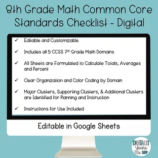 8th Grade Math Common Core State Standards Checklist - Digital – sample page 4