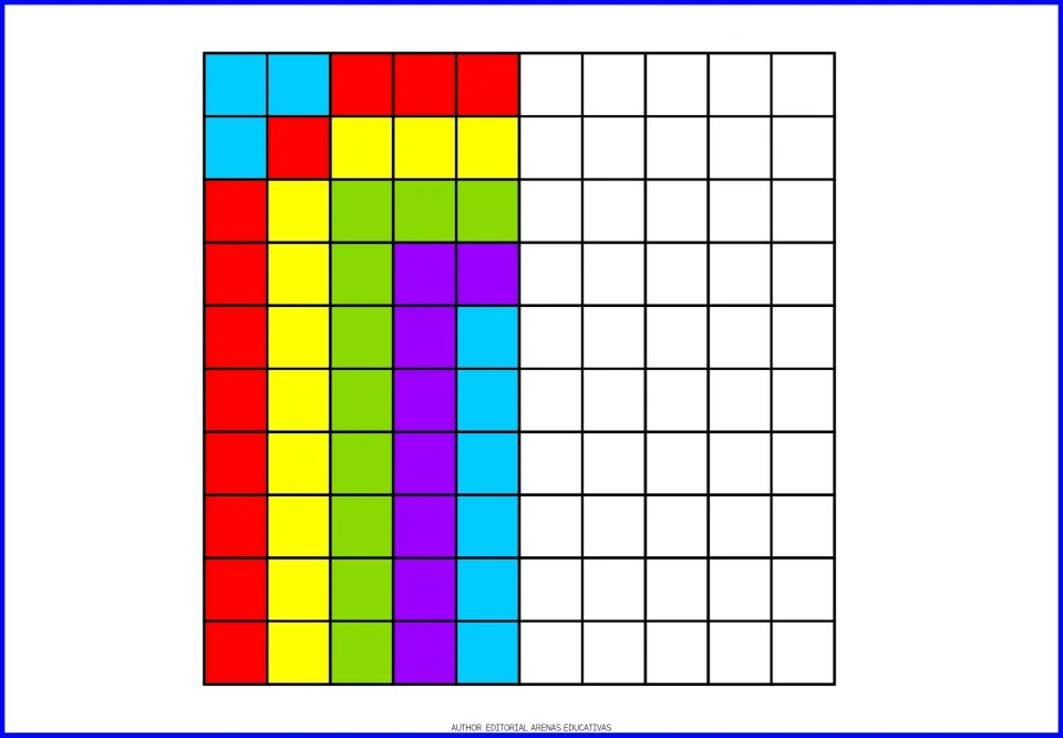 Symmetry coloring exercise 2: complete a rainbow using the red, yellow, green, purple, and blue half