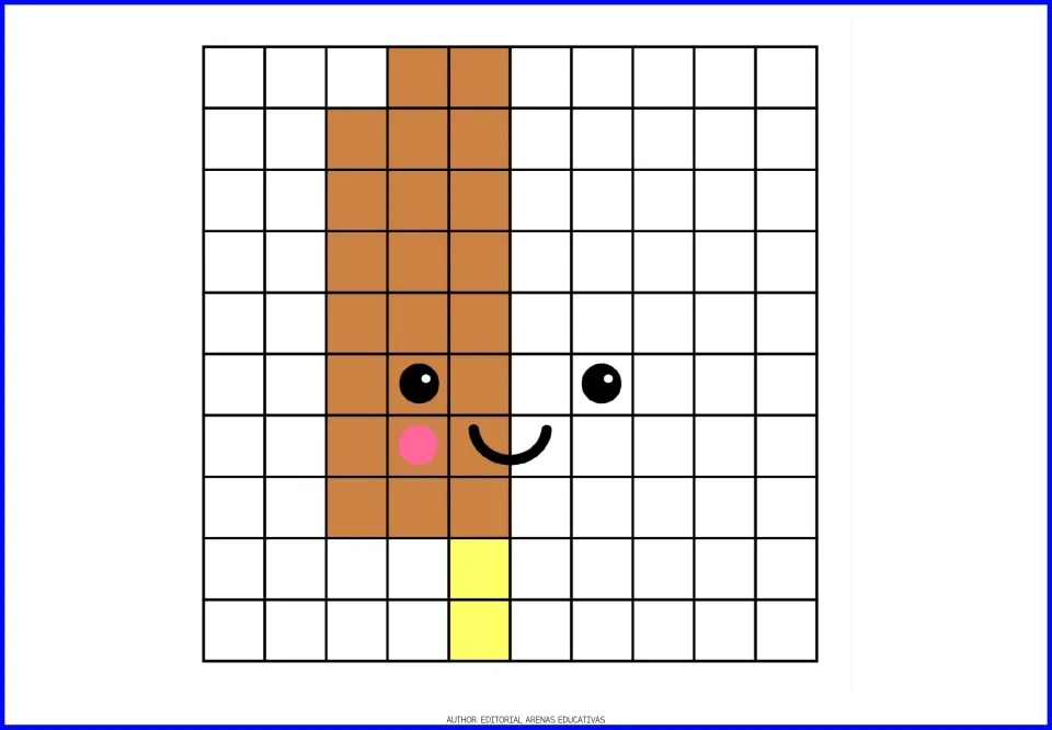Symmetry coloring exercise 4: complete a smiling ice pop using the brown half and pale yellow stick