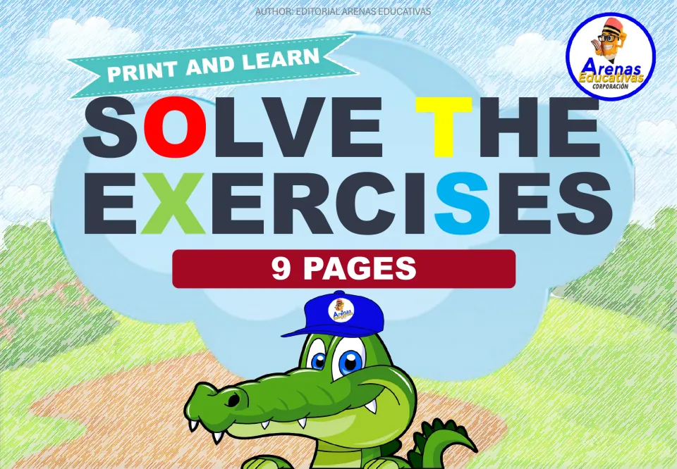 Cover of the math practice resource labeled 'Print and Learn', 'Solve the Exercises', and '9 Pages'
