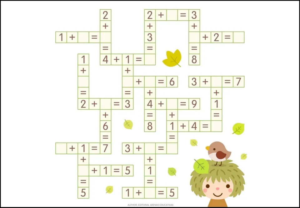 Sixth math practice sheet: interconnected missing-number addition equations, including 2 + __ = 3