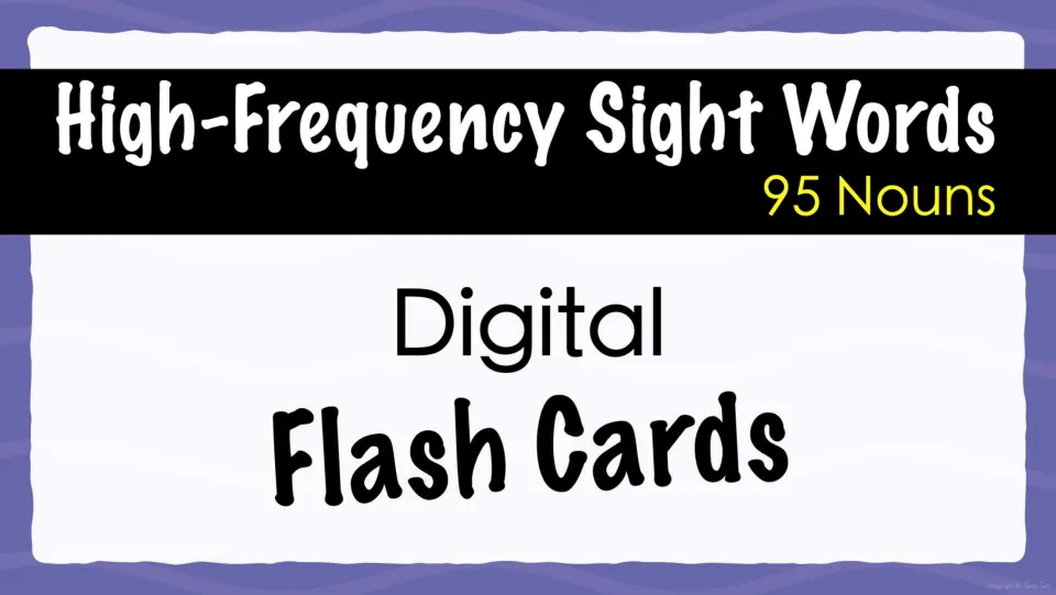 Cover for High-Frequency Sight Words, 95 Nouns: a set of digital flash card slides for reading common noun words