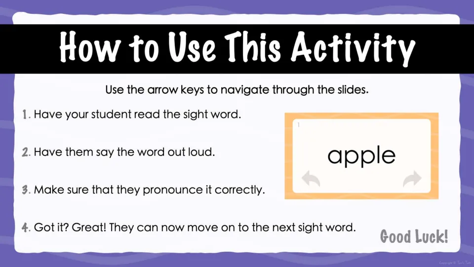 How to Use This Activity: steps for an adult to have the student read each word aloud, check pronunciation, then move on