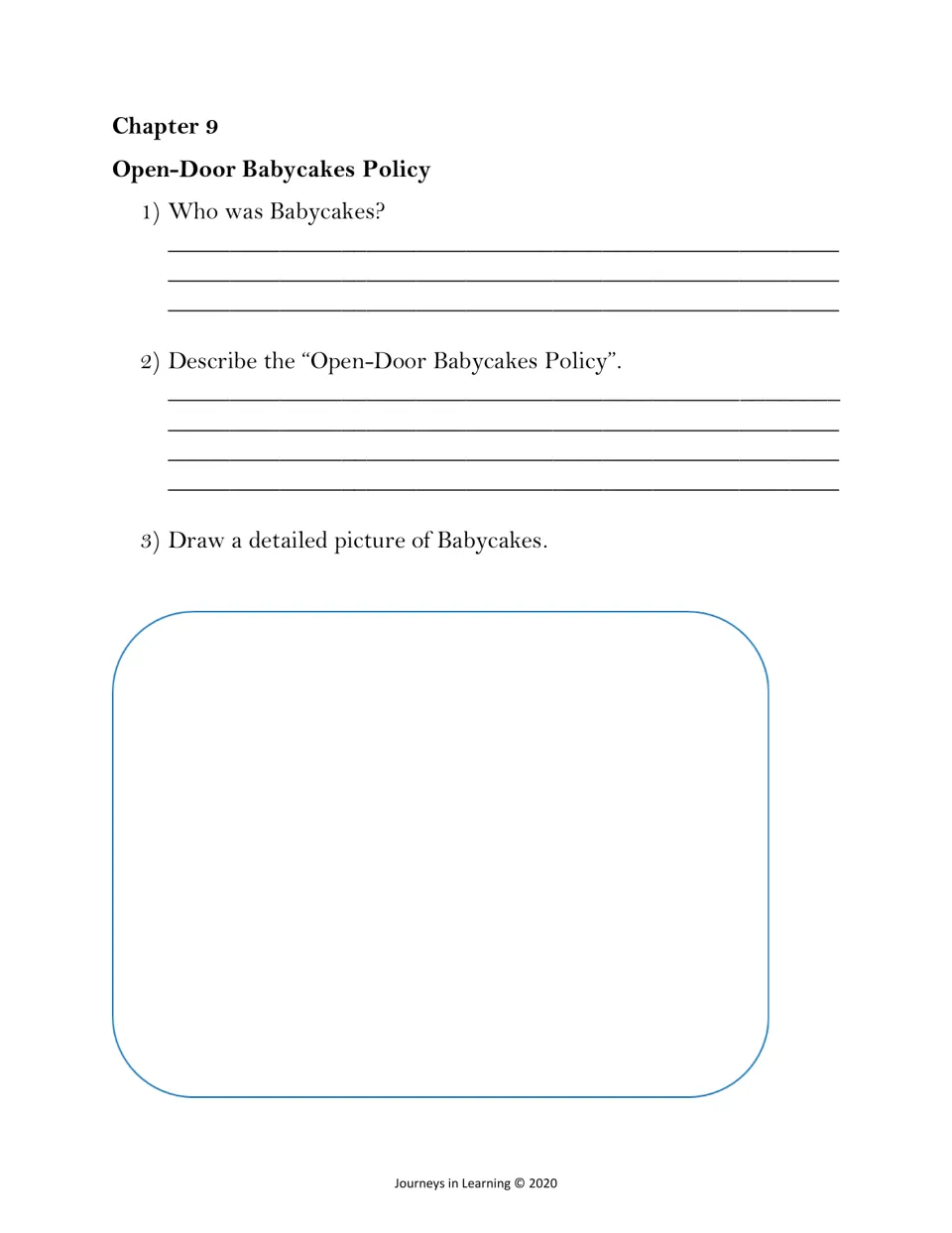 Chapter 9 Open-Door Babycakes Policy: students identify Babycakes, describe the policy and draw a detailed picture