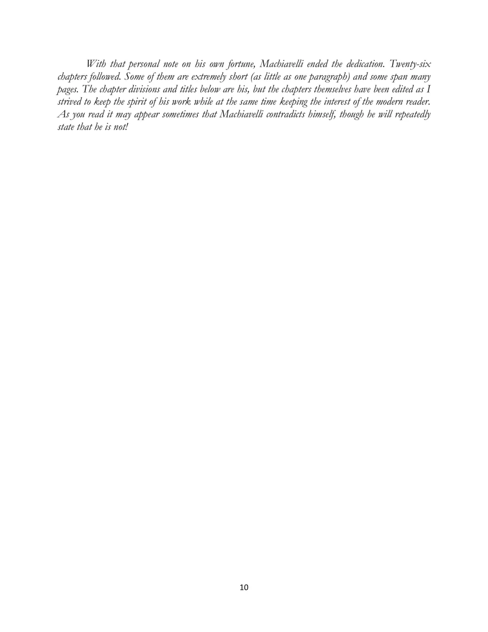Editorial note after the dedication explaining that the 26 chapters retain their divisions and titles