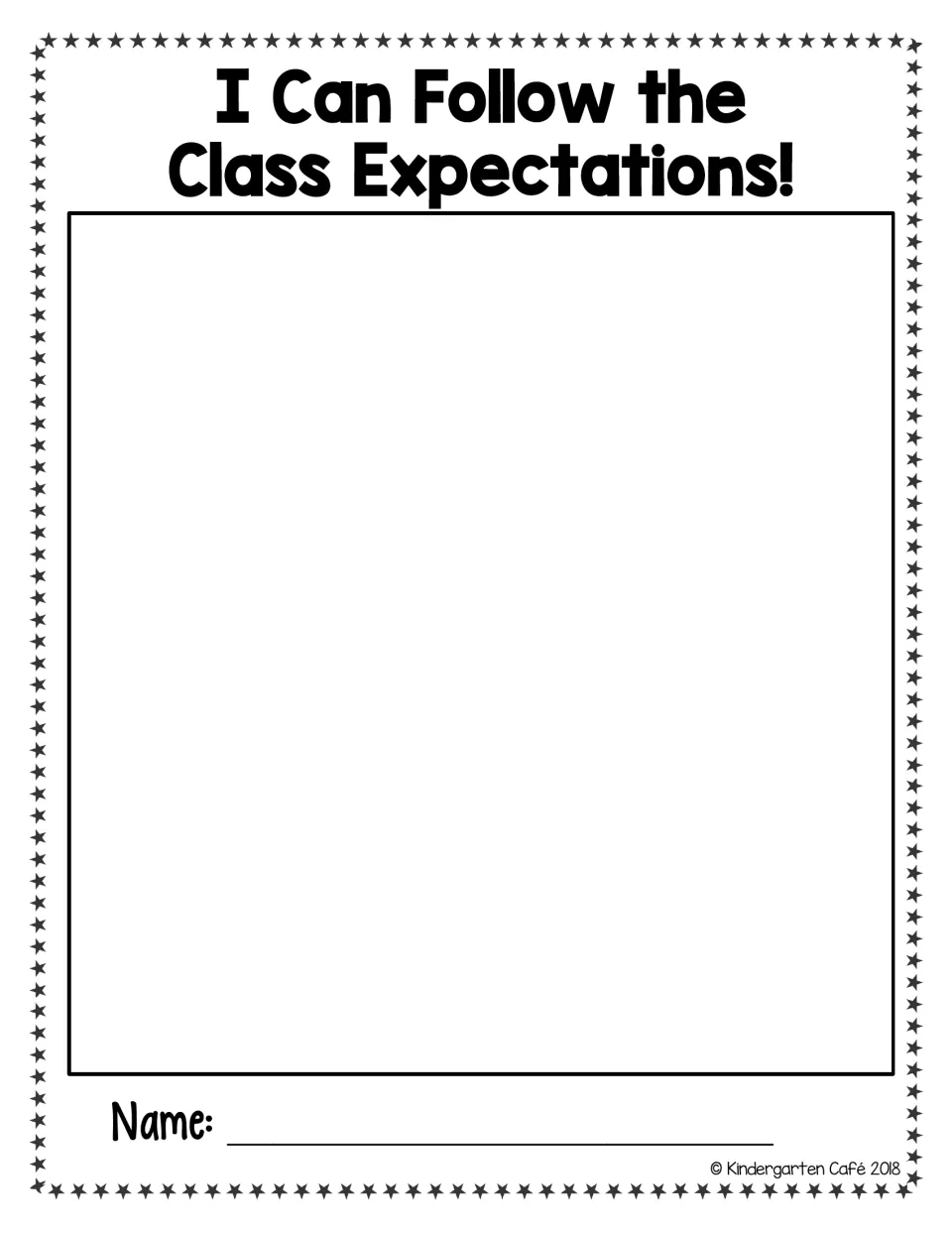 I Can Follow the Class Expectations! page: students draw themselves following a class expectation and write their name
