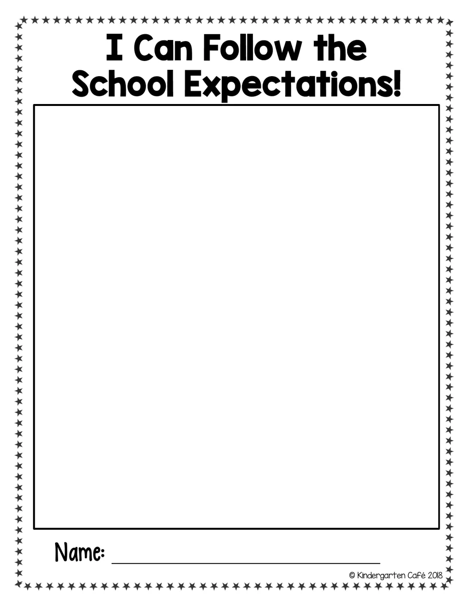 I Can Follow the School Expectations! page: students draw themselves following a school expectation and add their name