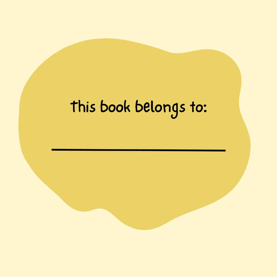 Ownership page for the farm story invites the reader to add a name beneath 'this book belongs to:'.