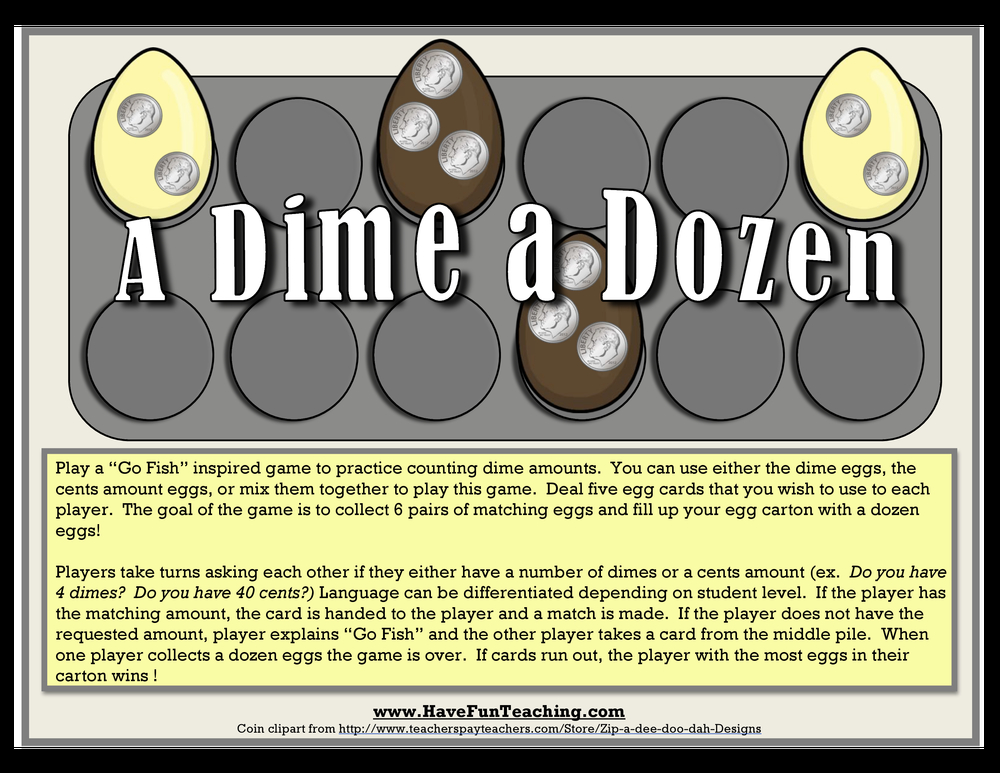 A Dime A Dozen Counting Dimes Activity by Teach Simple