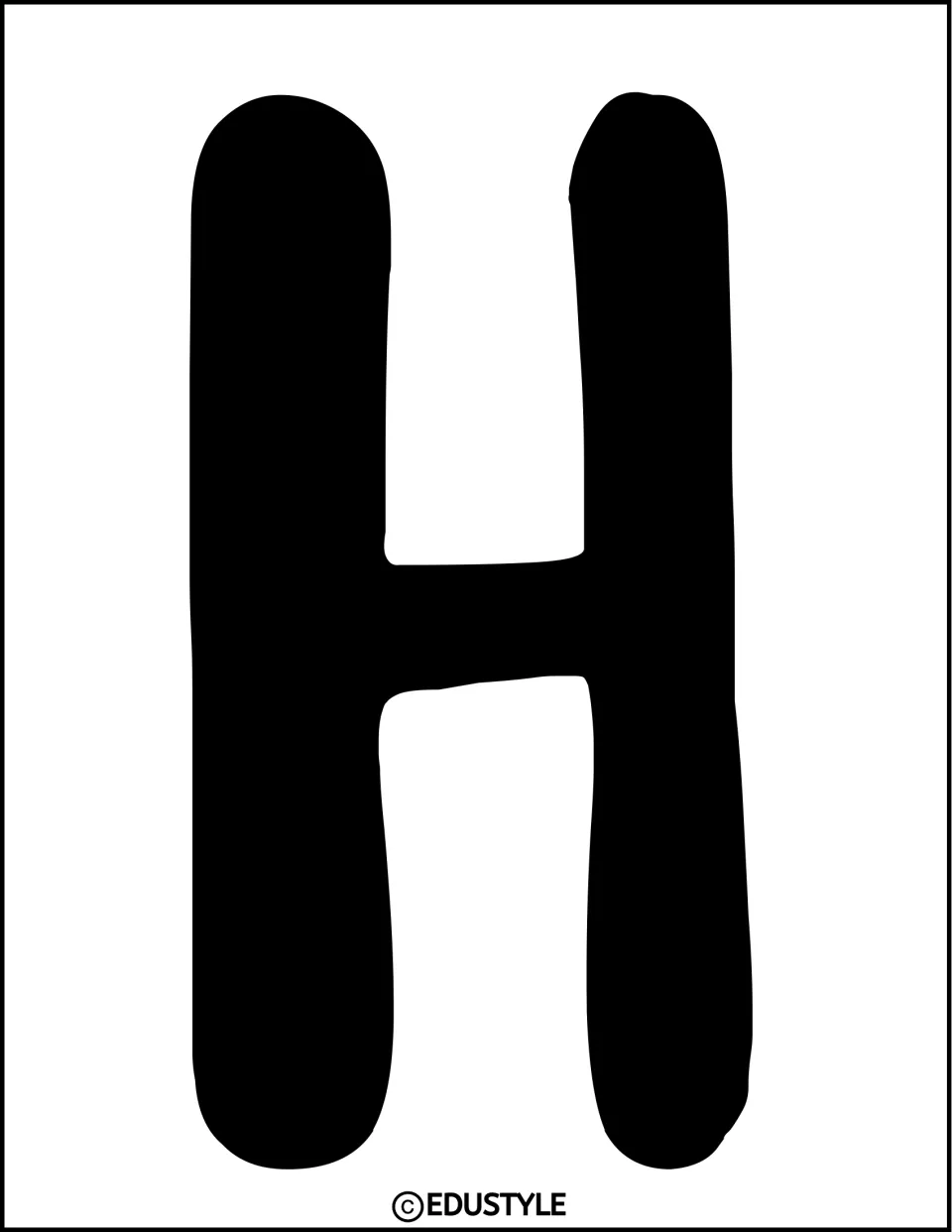 Black uppercase letter H, one of the individual display letters in the Hawaiian summer classroom decor kit