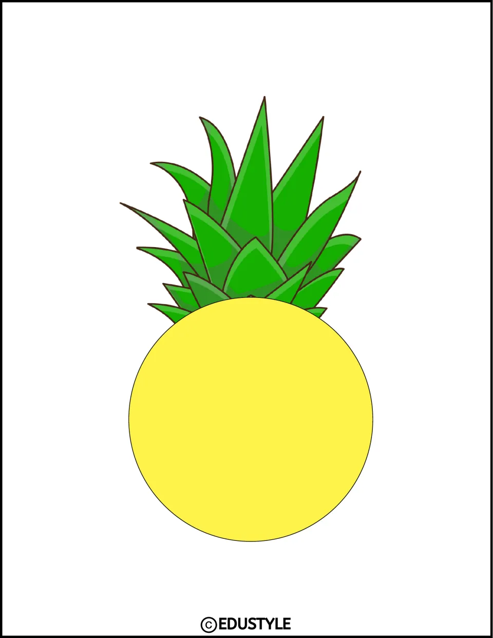 Smaller pineapple element with a blank yellow center and green leaves for the Hawaiian summer decor kit