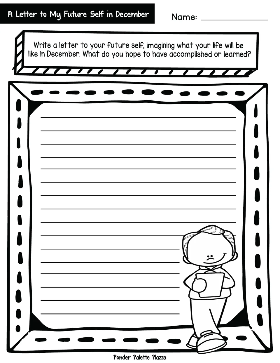 Future-self letter: students write to themselves about what they hope to have accomplished or learned by December