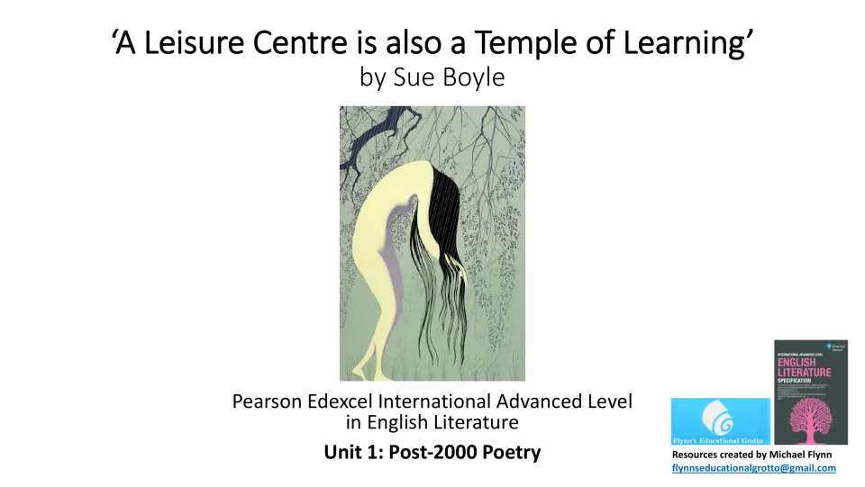 Lesson cover for Sue Boyle’s poem, identifying Pearson Edexcel English Literature Unit 1: Post-2000 Poetry