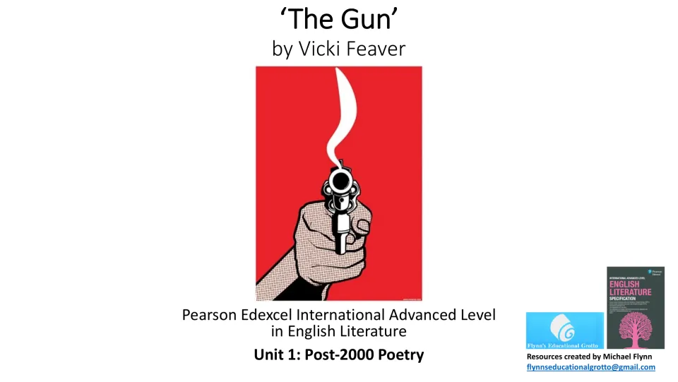 Lesson cover introducing Vicki Feaver’s “The Gun” for International Advanced Level Unit 1: Post-2000 Poetry