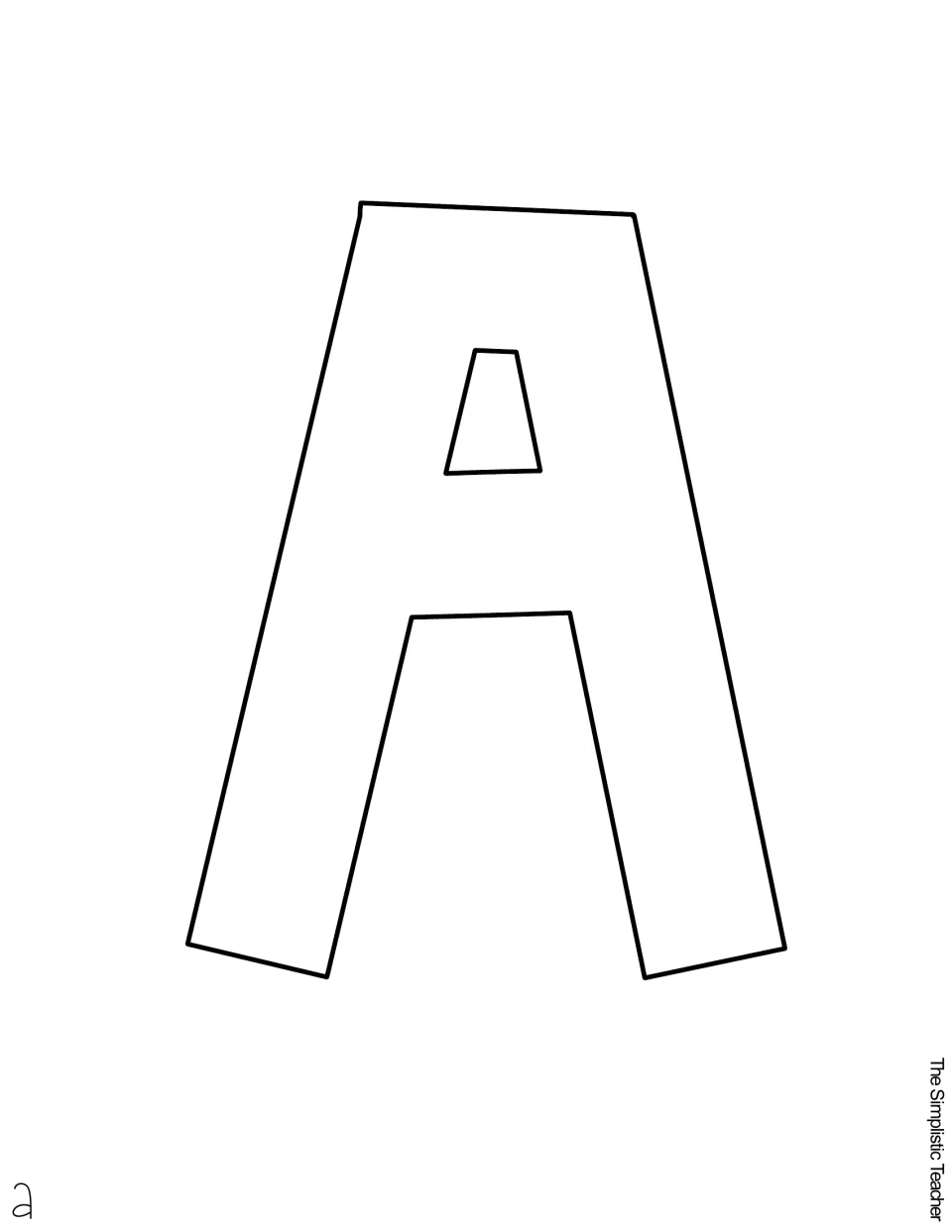 Outline letter A template to print on colored paper and cut out for the first word of the door title