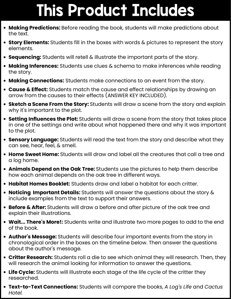 Activity overview lists 19 tasks, including predictions, sequencing, critter research, and life cycles.