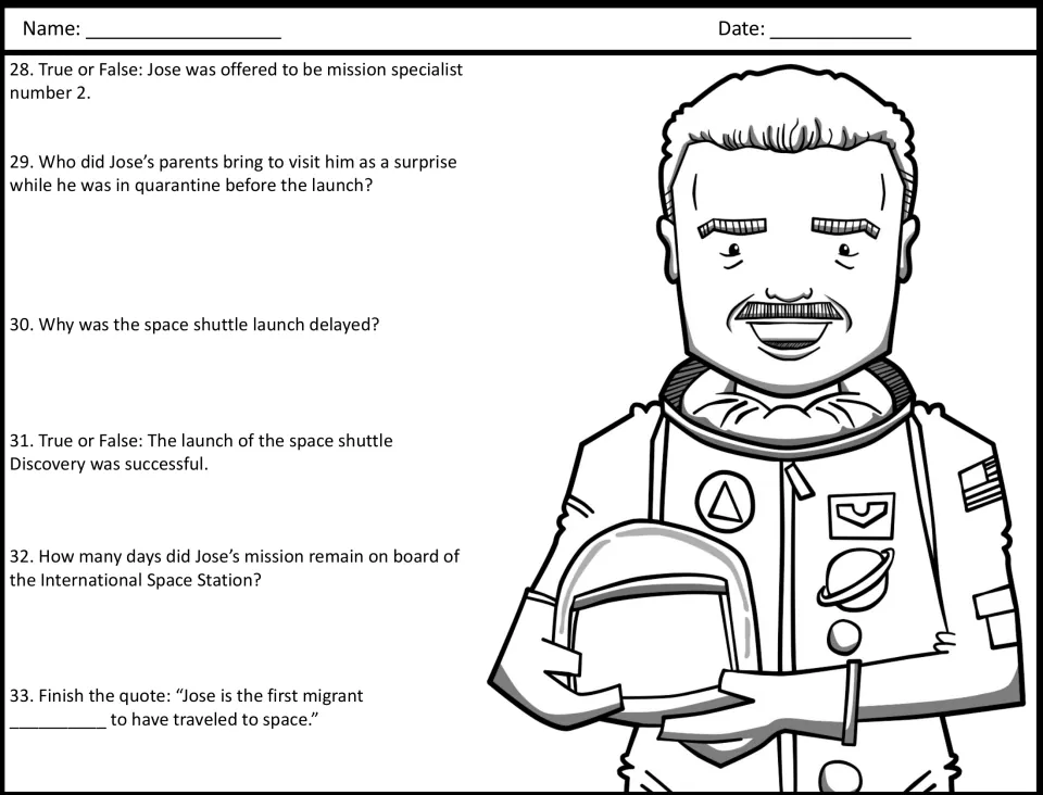 Final questions 28-33: students recall Jose's quarantine, shuttle Discovery launch and days aboard the space station