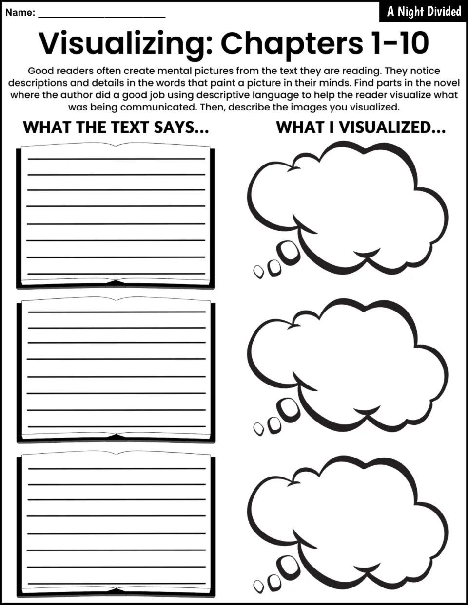 Chapter 1–10 visualization activity asks students to select descriptive text and show three mental images.