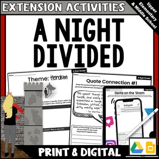 A Night Divided Novel Study Theme and Symbolism Extension Activities – cover