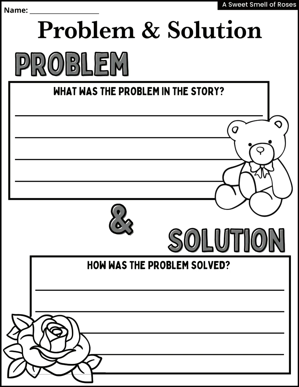 Problem & Solution activity asks students to explain the problem in the story and describe how it was solved