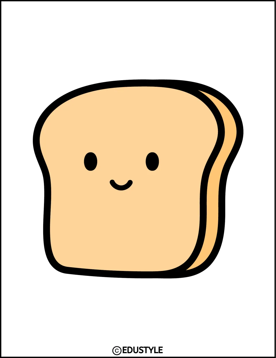 Small smiling bread cutout with its side visible on the right, part of the New Year classroom decor kit